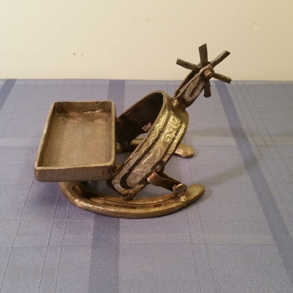 Vintage Western Cowboy Spur Business Card Holder STEEL